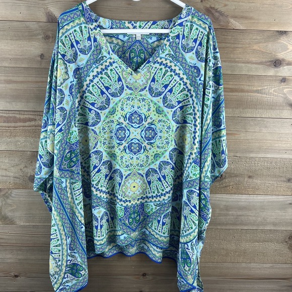 Rose & Olive Tops - Rose + Olive Womens Shirt Medallion Print Dolman Sleeve Tunic Blouse Size 1X 2X